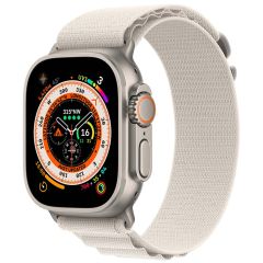 Apple Watch Ultra GPS + Cellular - 49mm Titanium Case with Starlight Alpine Loop - Medium MQFR3ZP/A